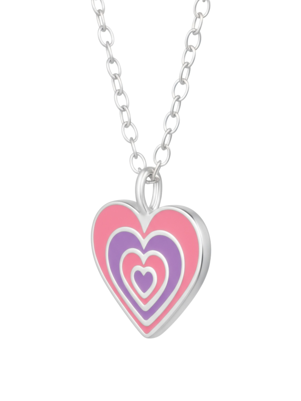 Hearts Children's Sterling Silver Necklace with Epoxy