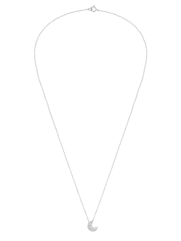 Collier Lune 7 mm en Argent Sterling, 45 cm, avec 10 Zircones Cubiques
