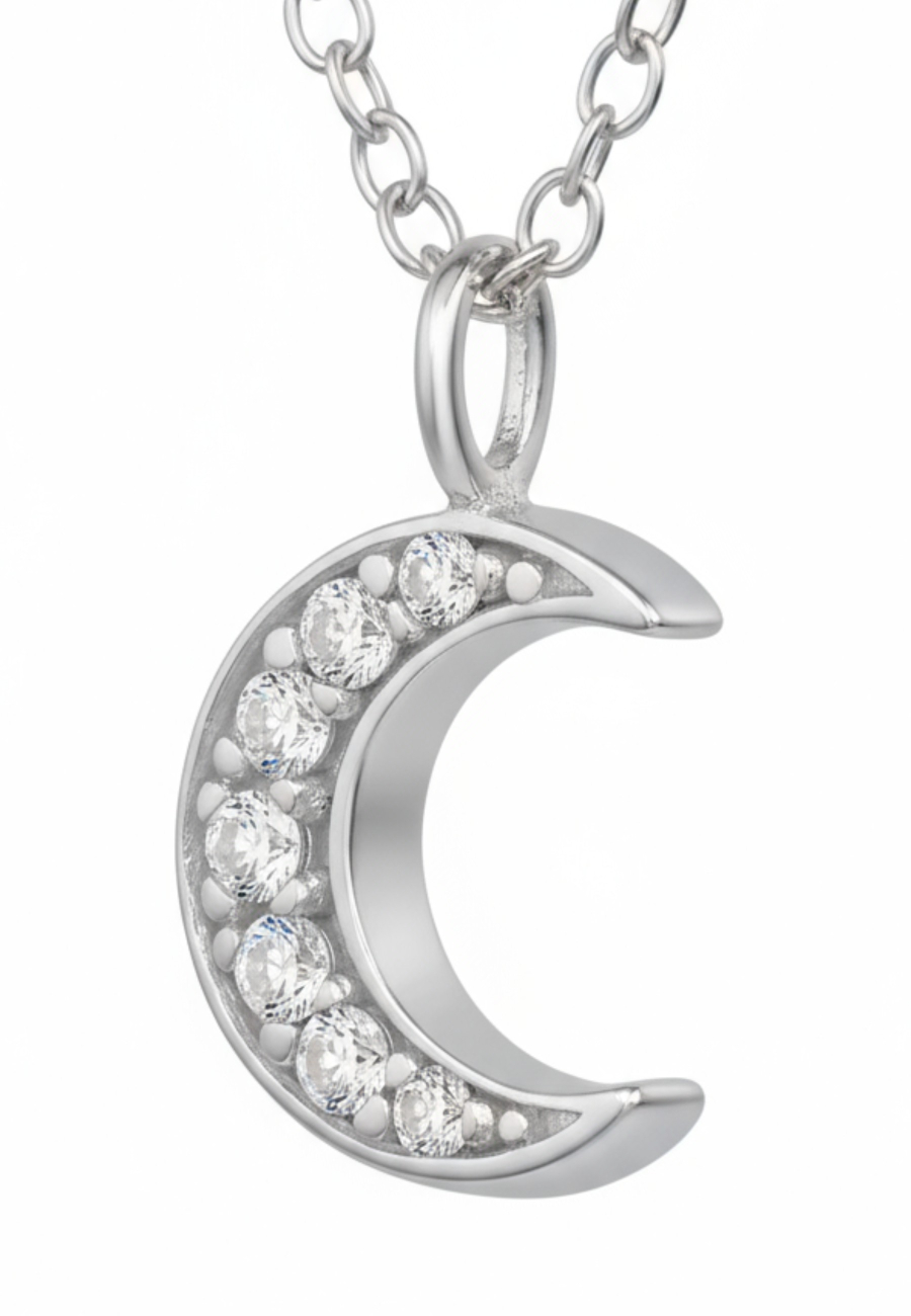 Collar Luna de Plata con Circonita Cúbica