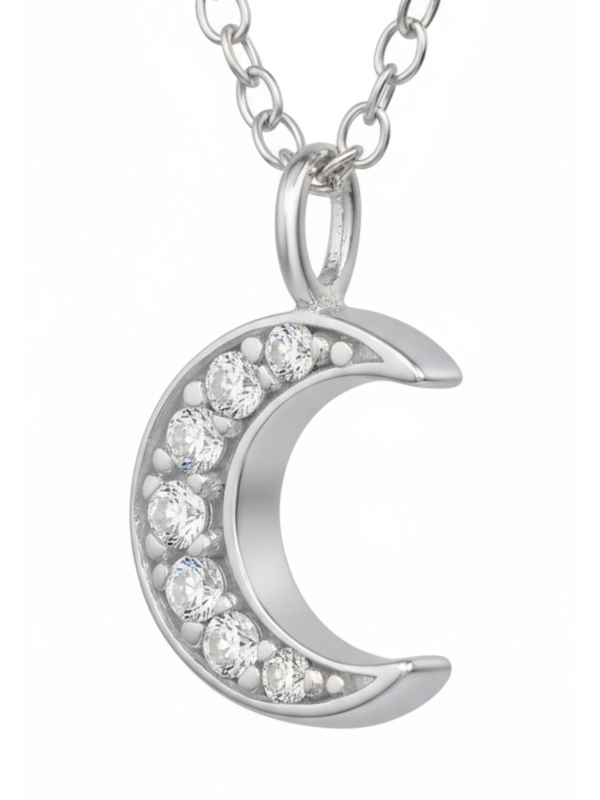 Collar Luna de Plata con Circonita Cúbica