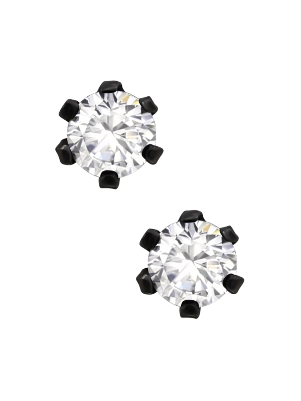 Pendientes de Acero Inoxidable Redondos de 3 mm con Circonita Cúbica