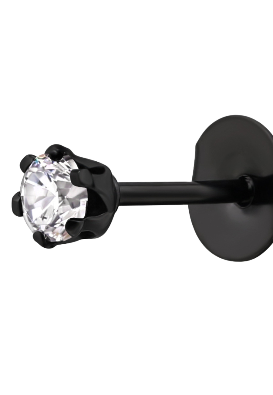 Pendientes de Acero Inoxidable Redondos de 3 mm con Circonita Cúbica