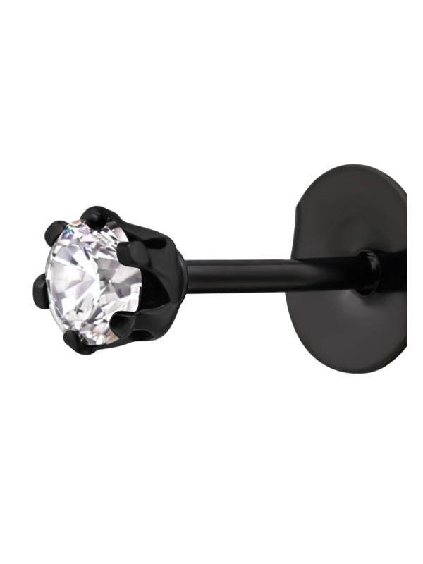 Puces d'Oreilles Rondes 3 mm en Acier Inoxydable avec Zircone Cubique