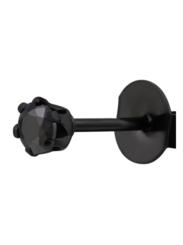 Round 3mm Stainless Steel Ear Studs with Cubic Zirconia