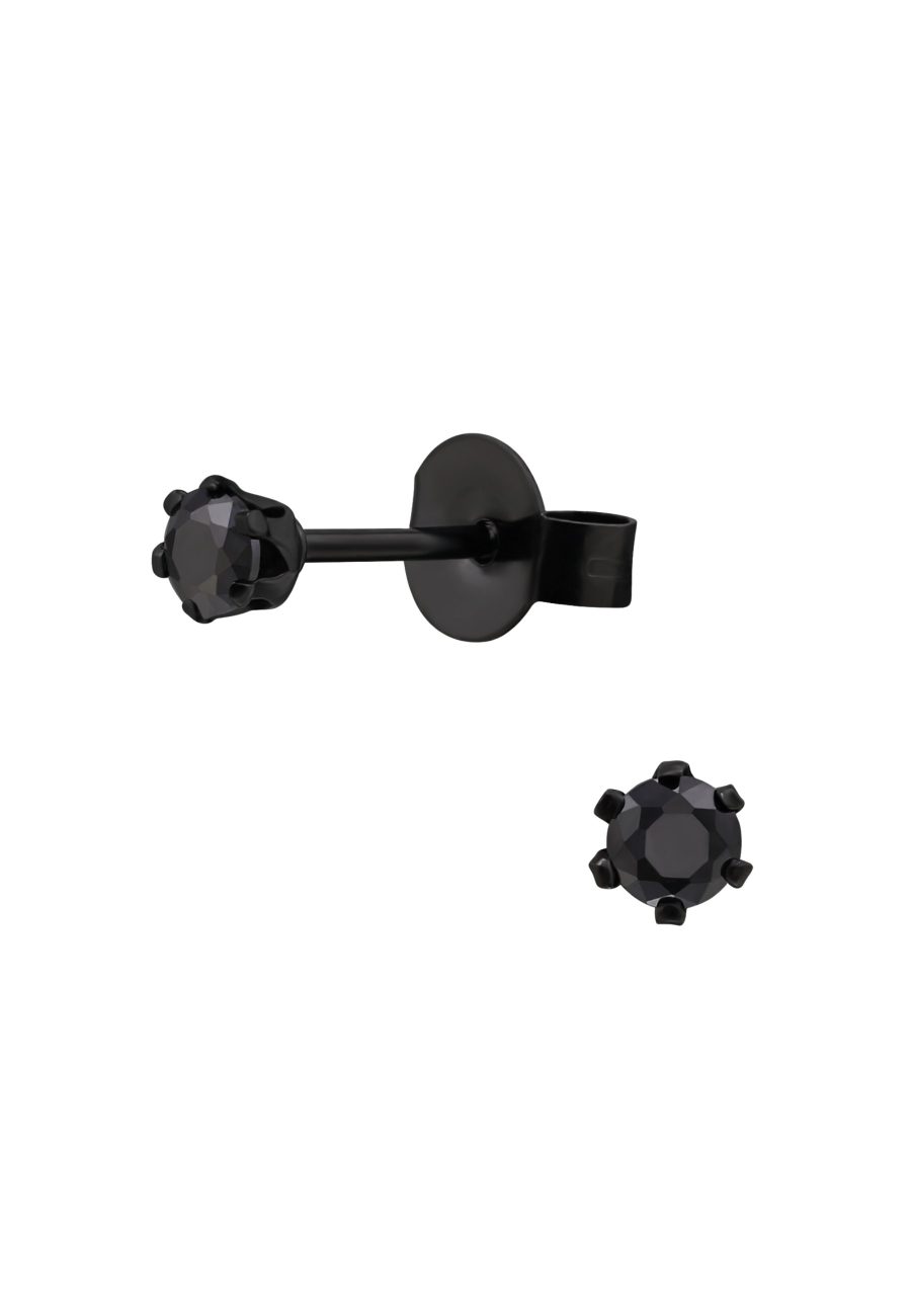 Round 3mm Stainless Steel Ear Studs with Cubic Zirconia