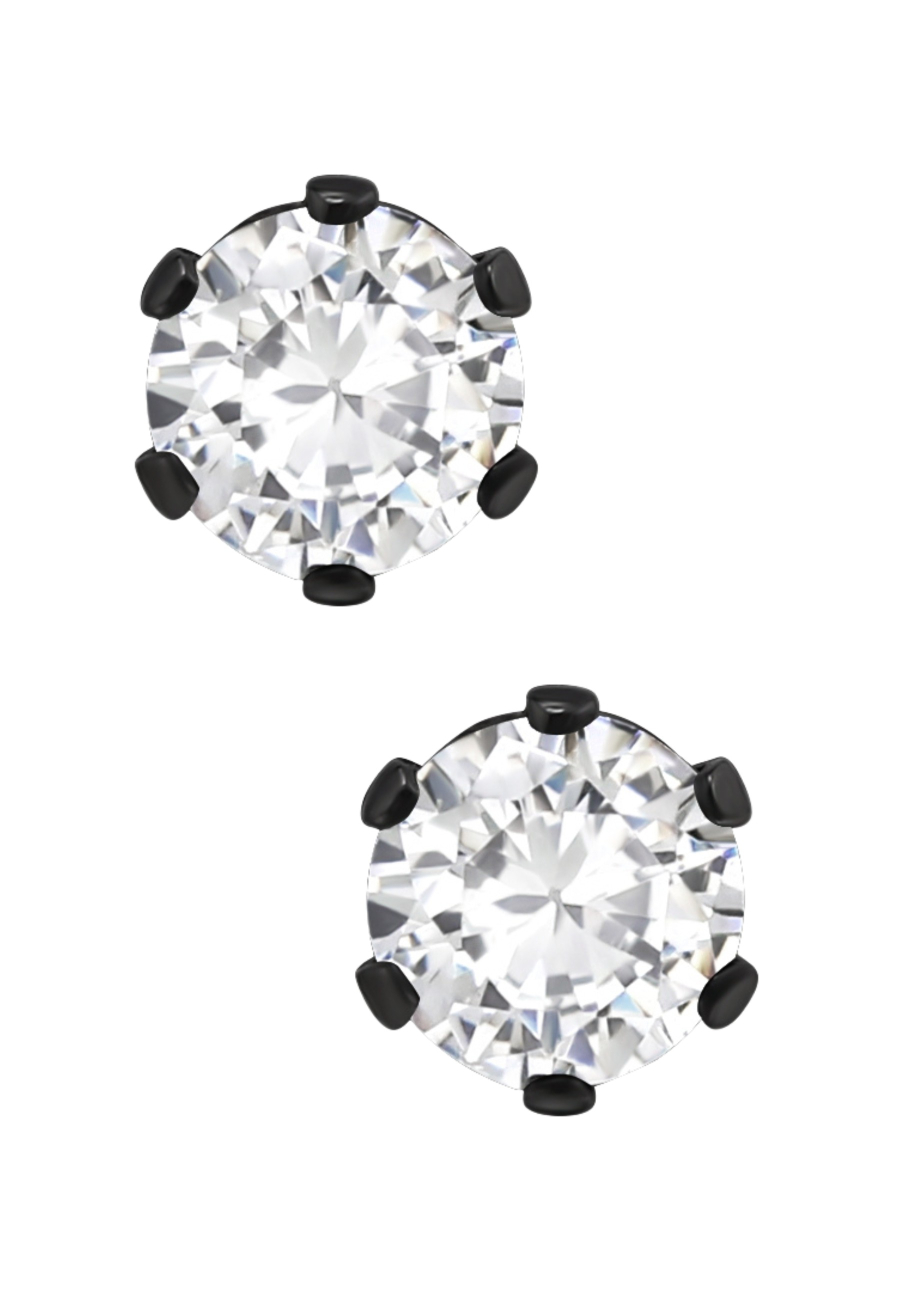 Puces d'Oreilles Rondes 4 mm en Acier Inoxydable avec Zircone Cubique