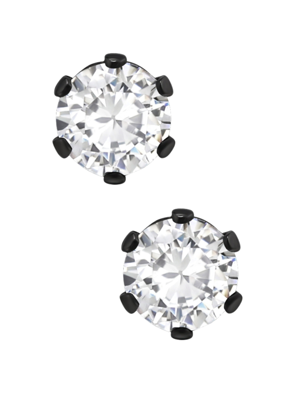 Puces d'Oreilles Rondes 4 mm en Acier Inoxydable avec Zircone Cubique