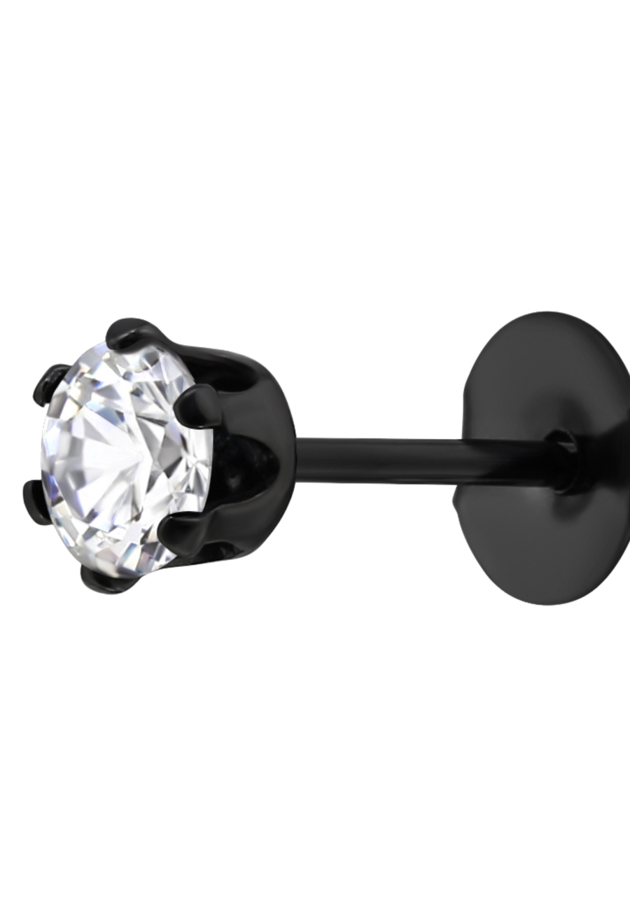 Puces d'Oreilles Rondes 4 mm en Acier Inoxydable avec Zircone Cubique