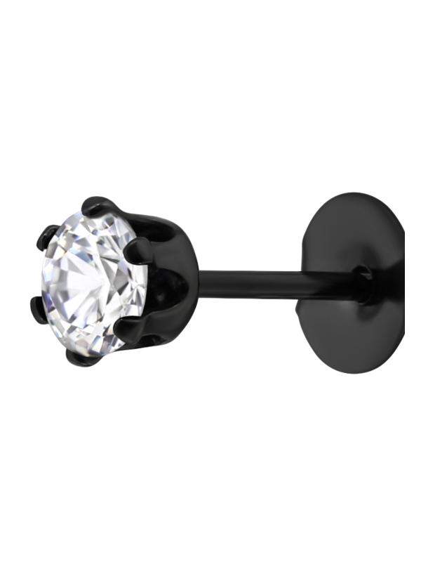 Round 4mm Stainless Steel Ear Studs with Cubic Zirconia