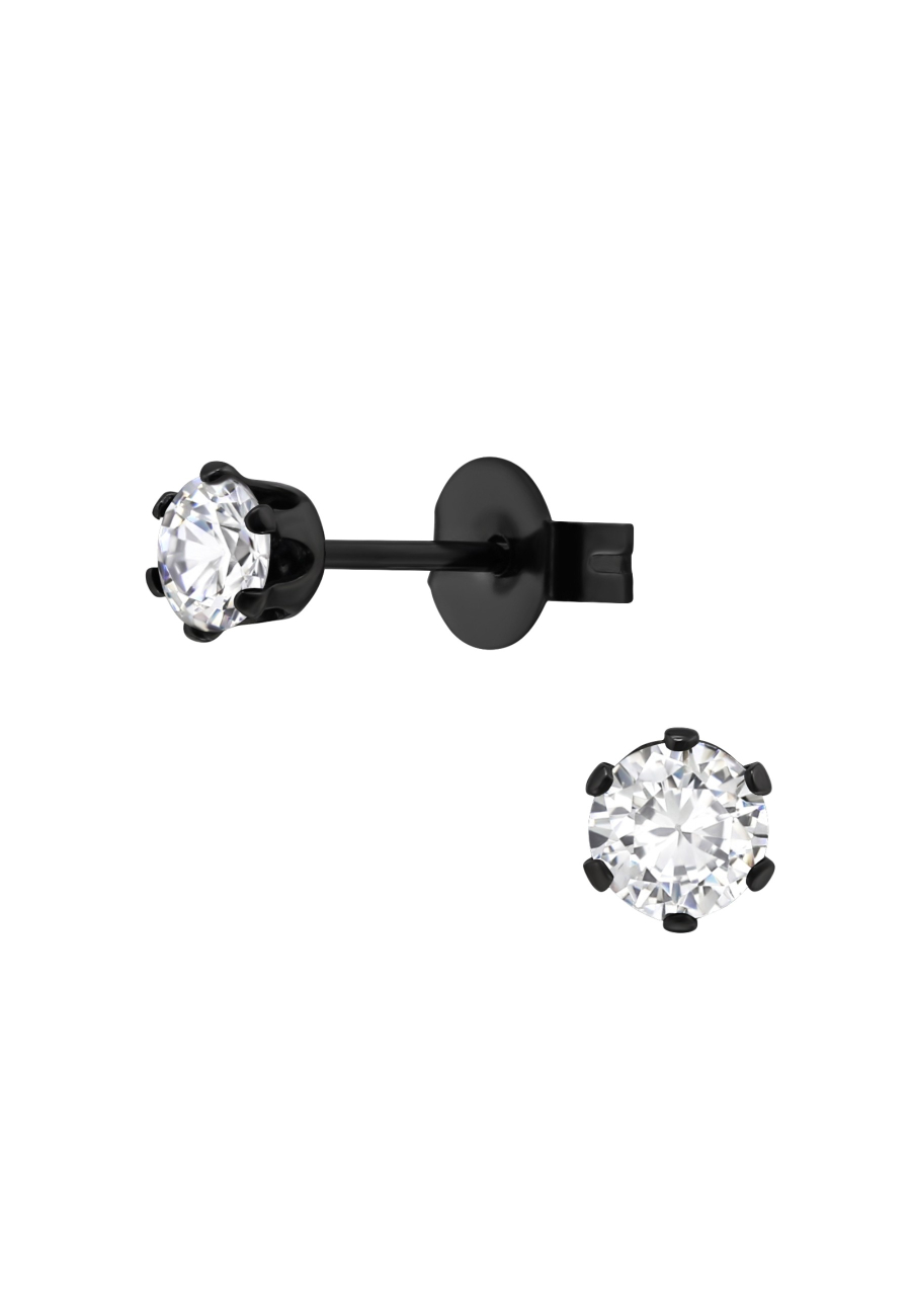 Runde 4 mm Ohrstecker aus Edelstahl mit Zirkonia
