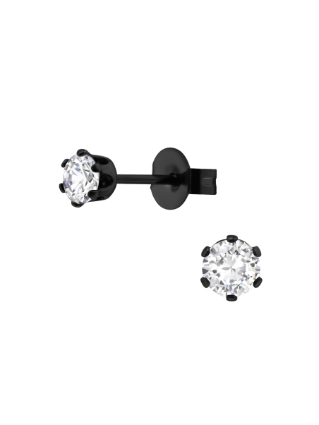 Pendientes de Acero Inoxidable Redondos de 4 mm con Circonita Cúbica