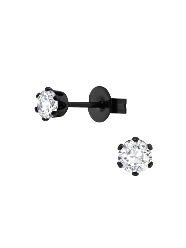 Runde 4 mm Ohrstecker aus Edelstahl mit Zirkonia