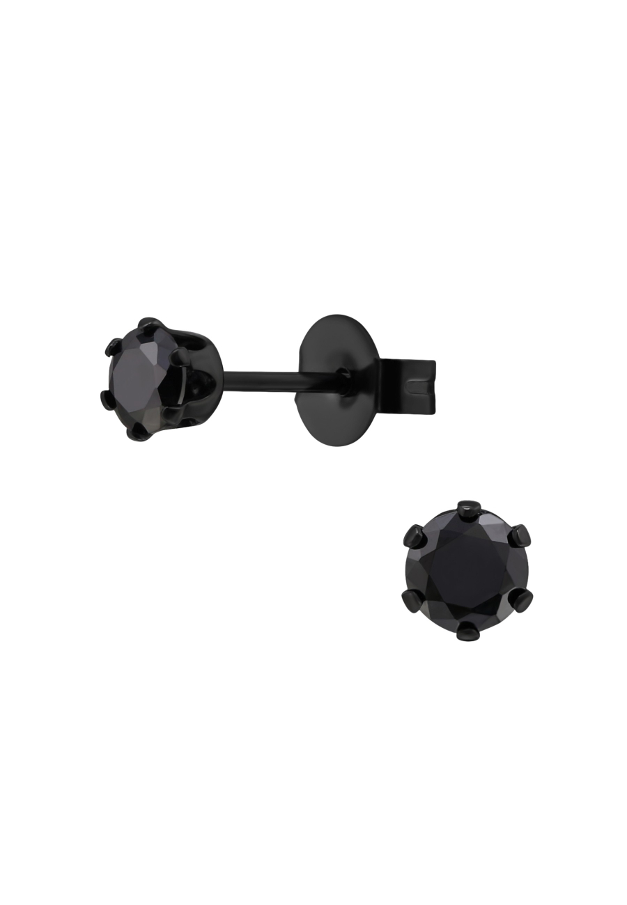 Round 4mm Stainless Steel Ear Studs with Cubic Zirconia