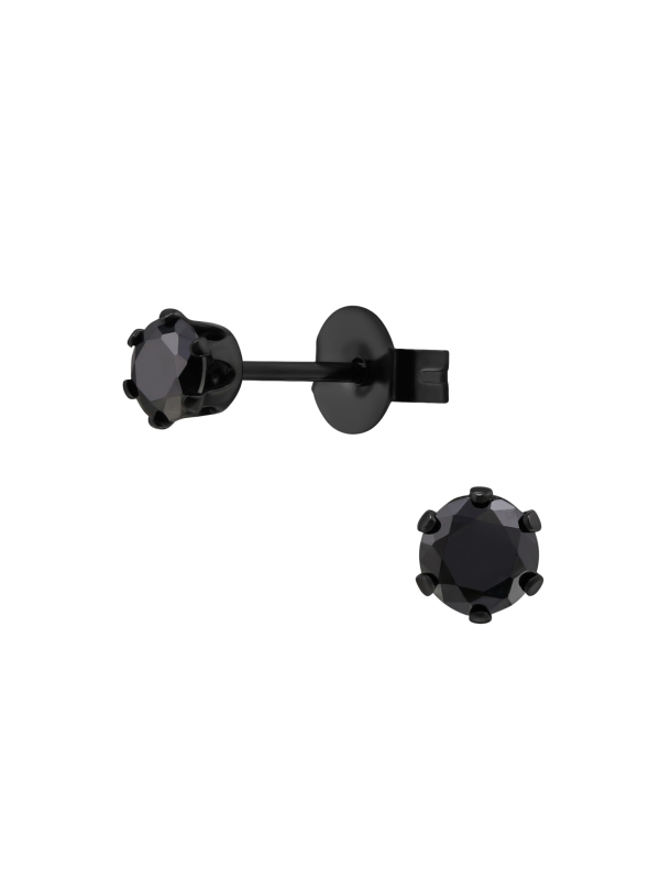 Round 4mm Stainless Steel Ear Studs with Cubic Zirconia