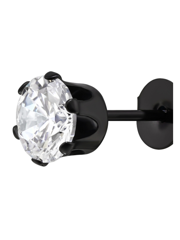 Runde 6 mm Ohrstecker aus Edelstahl mit Zirkonia