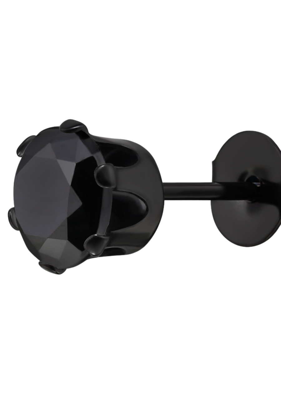 Round 6mm Stainless Steel Ear Studs with Cubic Zirconia