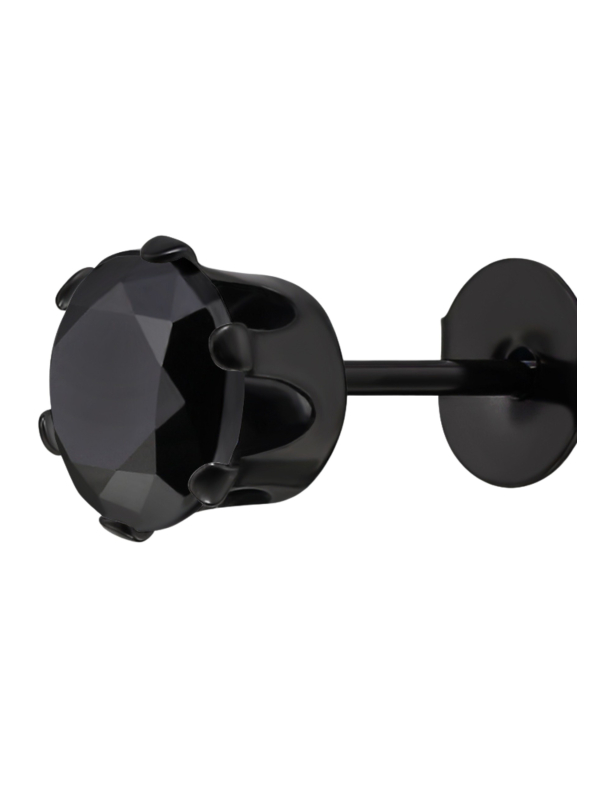 Puces d'Oreilles Rondes 6 mm en Acier Inoxydable avec Zircone Cubique