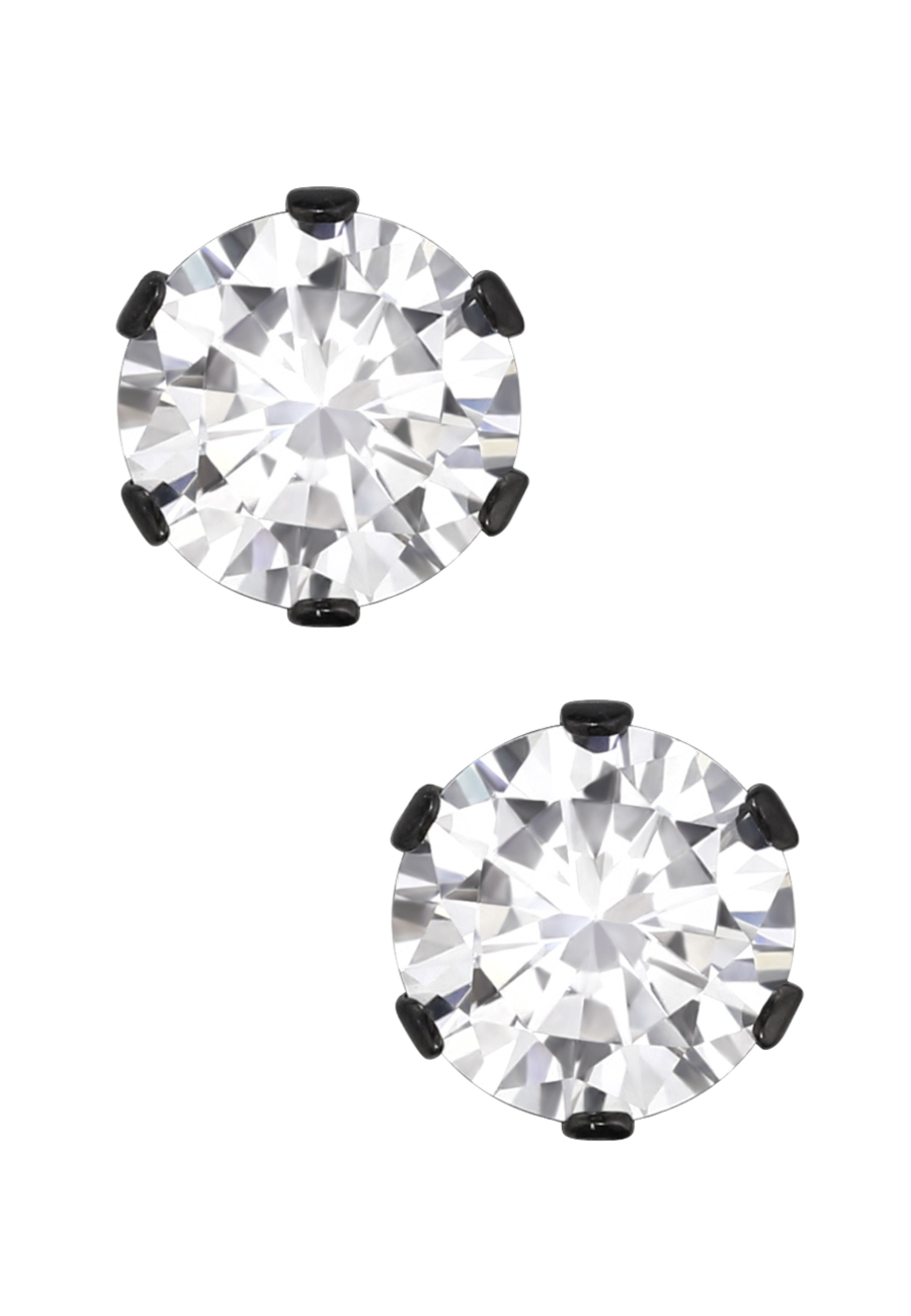 Puces d'Oreilles Rondes 6 mm en Acier Inoxydable avec Zircone Cubique