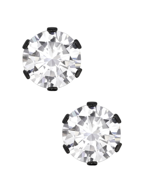 Runde 6 mm Ohrstecker aus Edelstahl mit Zirkonia