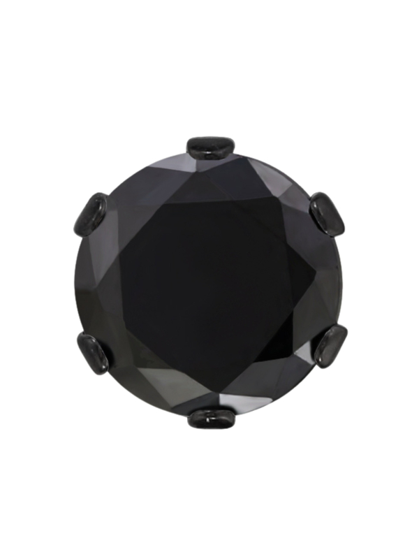 Puces d'Oreilles Rondes 6 mm en Acier Inoxydable avec Zircone Cubique