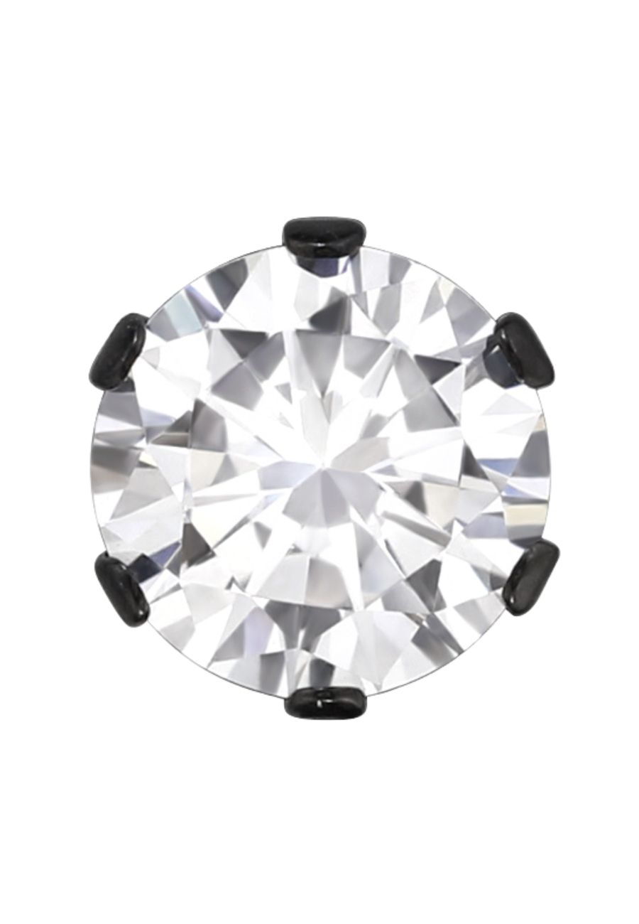 Puces d'Oreilles Rondes 6 mm en Acier Inoxydable avec Zircone Cubique