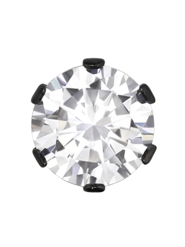 Puces d'Oreilles Rondes 6 mm en Acier Inoxydable avec Zircone Cubique