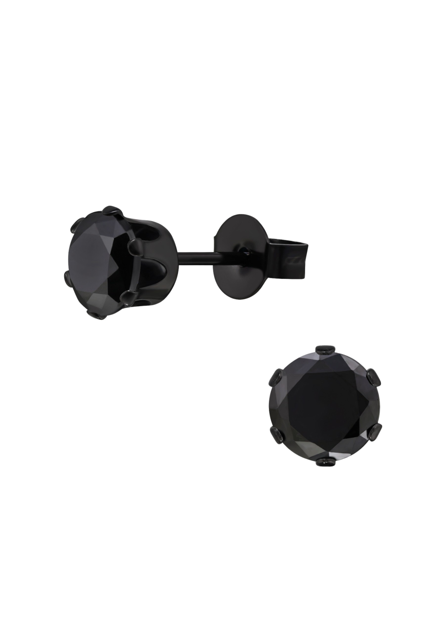 Puces d'Oreilles Rondes 6 mm en Acier Inoxydable avec Zircone Cubique