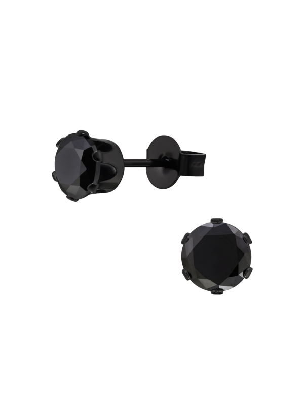 Puces d'Oreilles Rondes 6 mm en Acier Inoxydable avec Zircone Cubique
