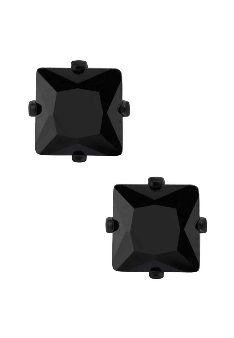 Square 4mm Stainless Steel Ear Studs with Cubic Zirconia