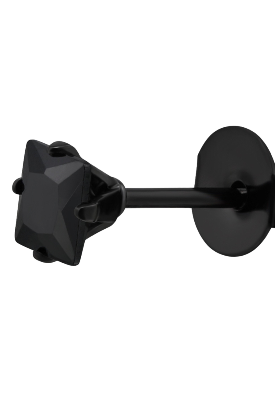 Puces d'Oreilles Carrées 4 mm en Acier Inoxydable avec Zircone Cubique