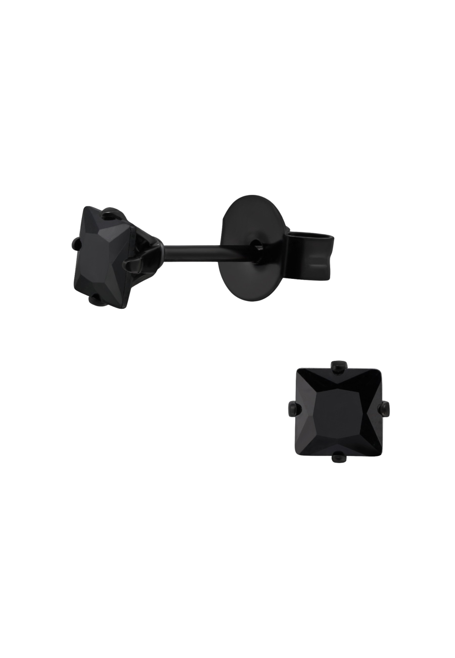 Quadratische 4 mm Ohrstecker aus Edelstahl mit Zirkonia
