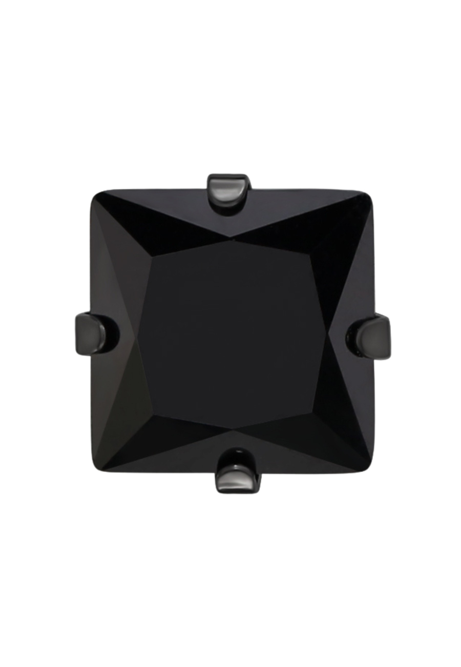 Puces d'Oreilles Carrées 6 mm en Acier Inoxydable avec Zircone Cubique