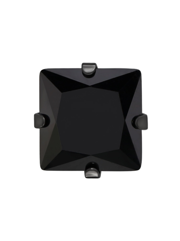 Puces d'Oreilles Carrées 6 mm en Acier Inoxydable avec Zircone Cubique