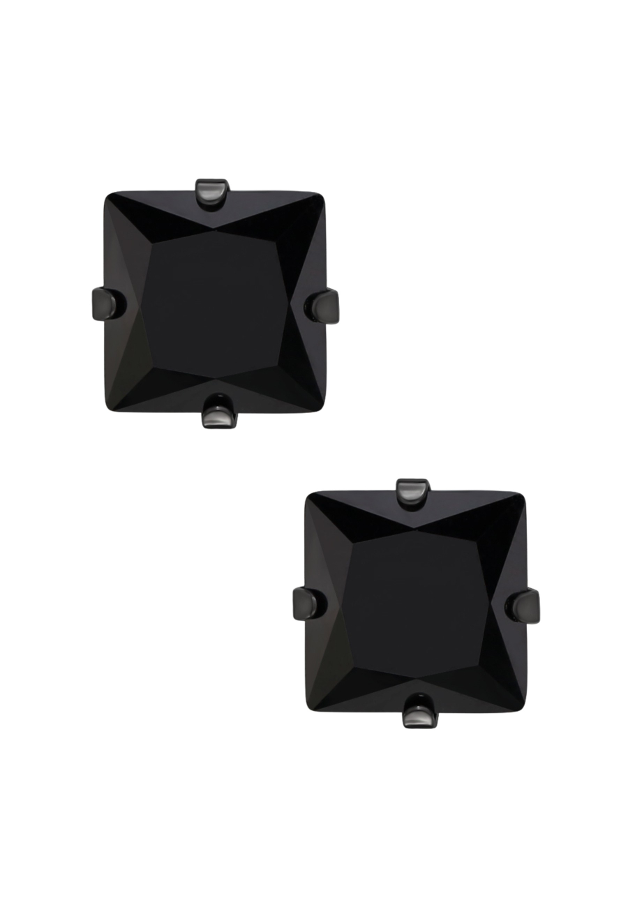 Quadratische 6 mm Ohrstecker aus Edelstahl mit Zirkonia