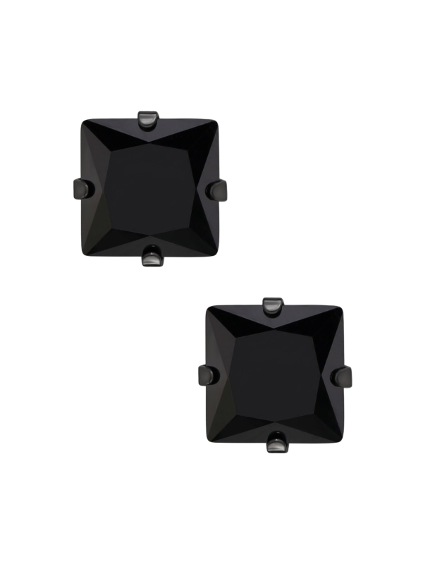 Pendientes de Acero Inoxidable Cuadrados de 6 mm con Circonita Cúbica