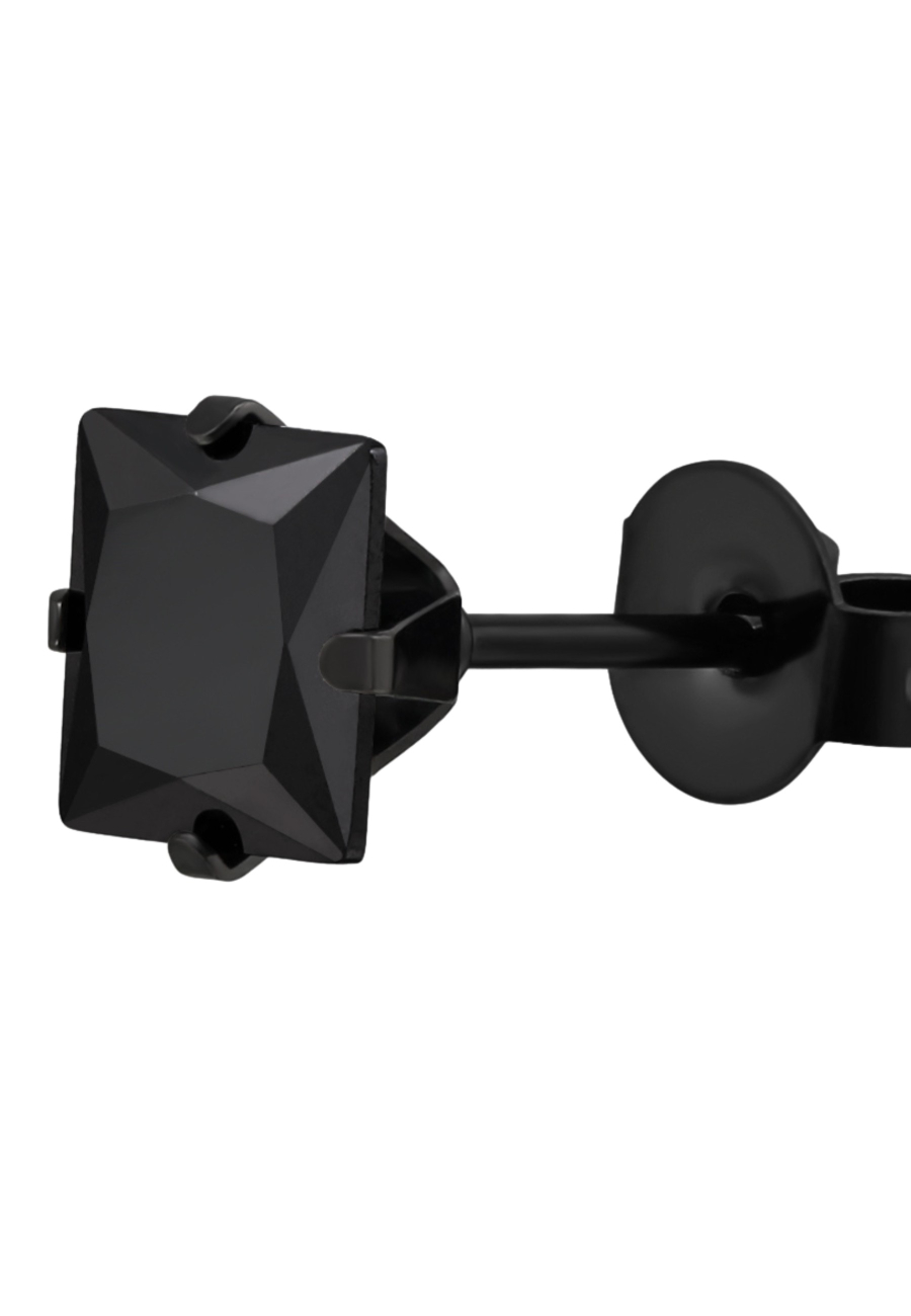 Square 6mm Stainless Steel Ear Studs with Cubic Zirconia