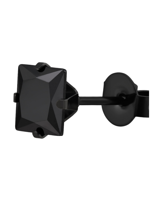 Puces d'Oreilles Carrées 6 mm en Acier Inoxydable avec Zircone Cubique