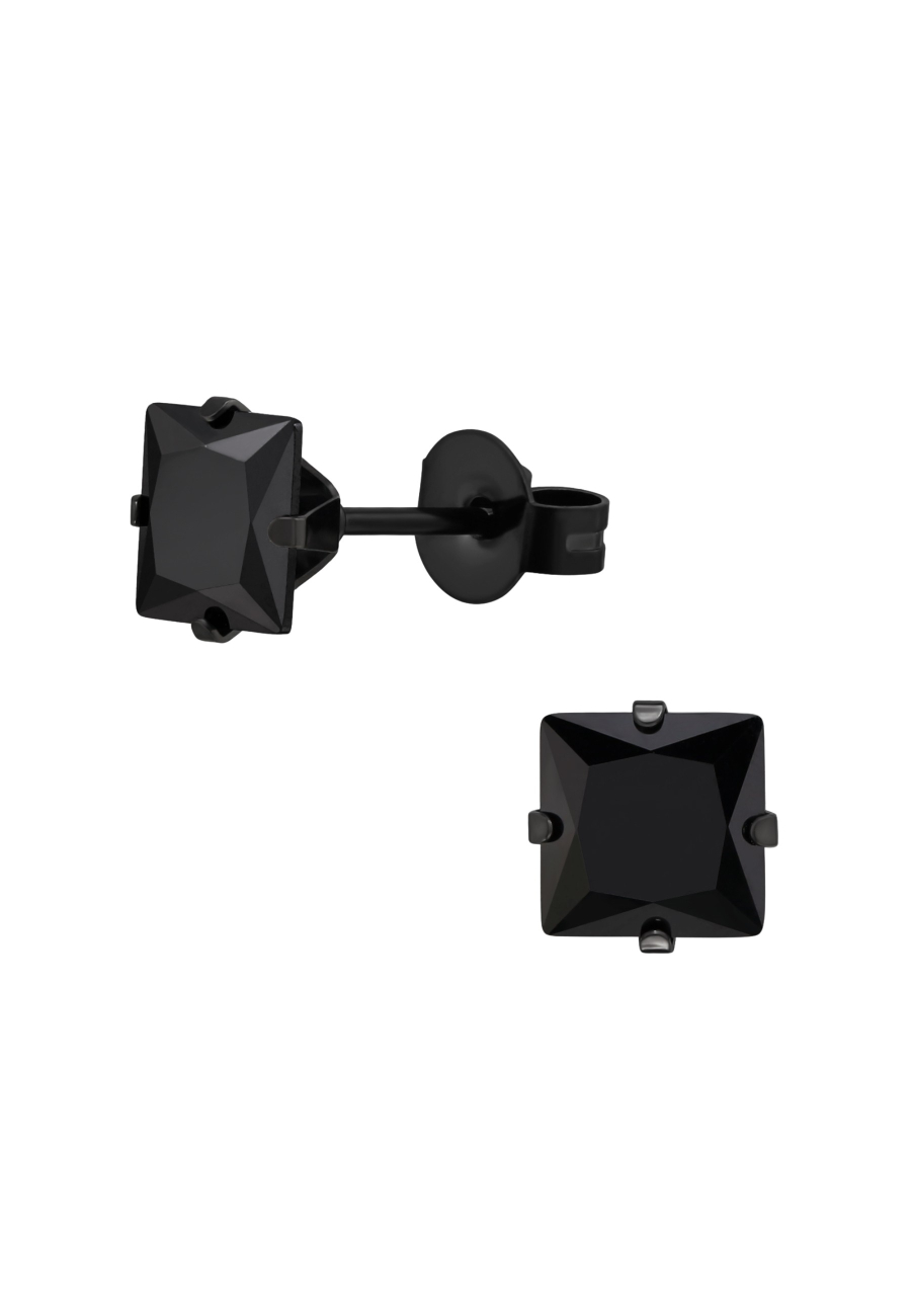 Pendientes de Acero Inoxidable Cuadrados de 6 mm con Circonita Cúbica