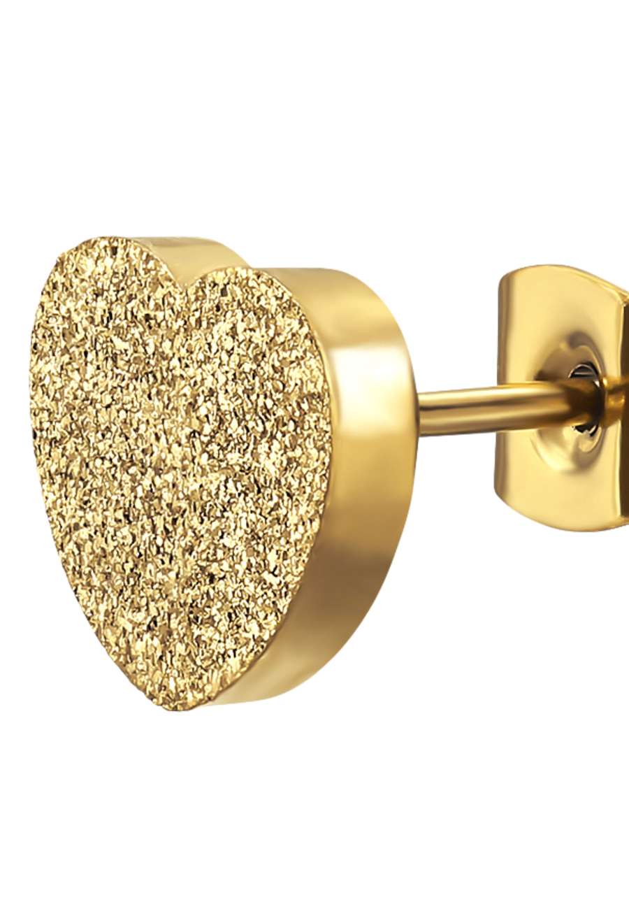 Textured Heart Stainless Steel Ear Studs