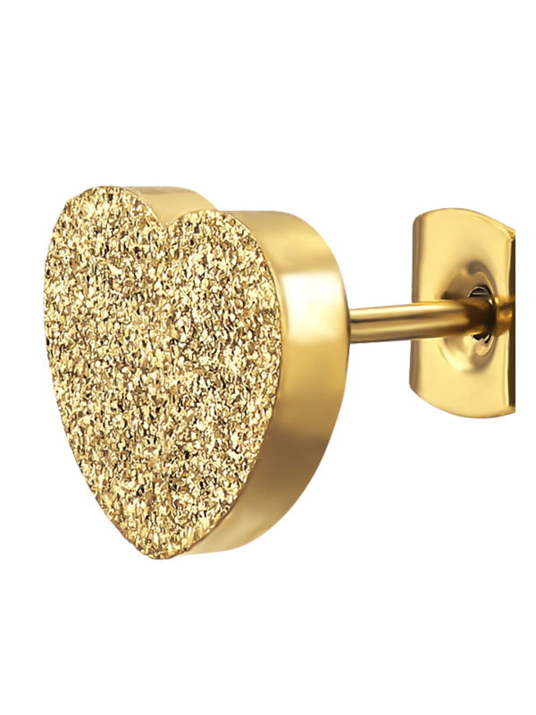 Textured Heart Stainless Steel Ear Studs