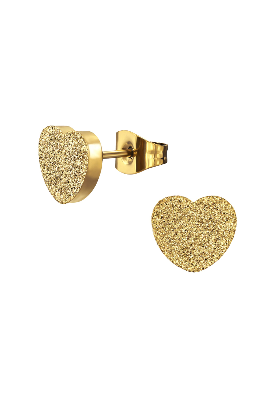 Pendientes de Botón de Corazón Texturizado de Acero Inoxidable