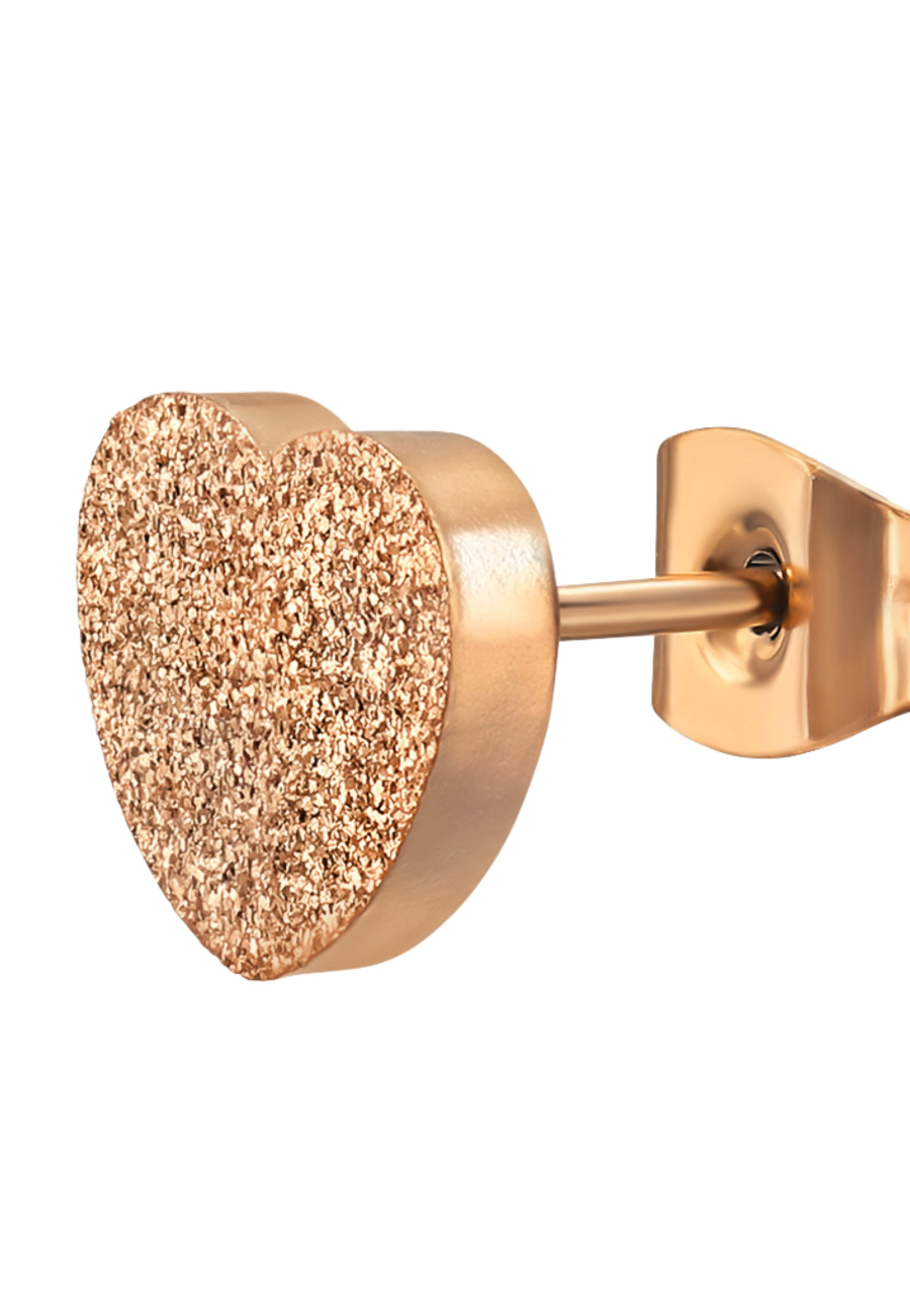 Textured Heart Stainless Steel Ear Studs