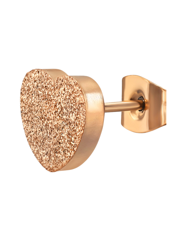 Textured Heart Stainless Steel Ear Studs