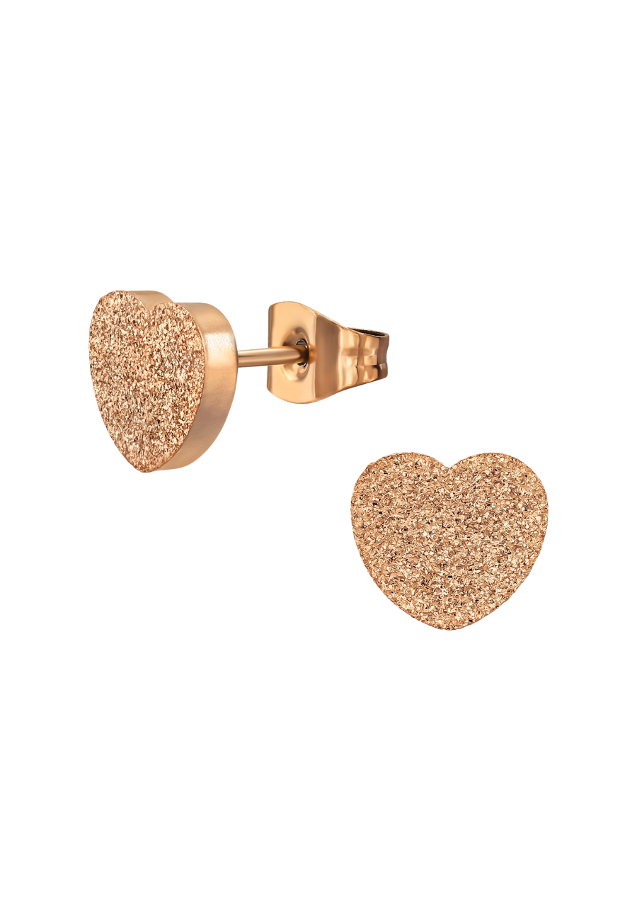 Textured Heart Stainless Steel Ear Studs