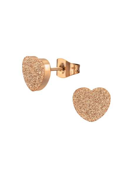 Pendientes de Botón de Corazón Texturizado de Acero Inoxidable