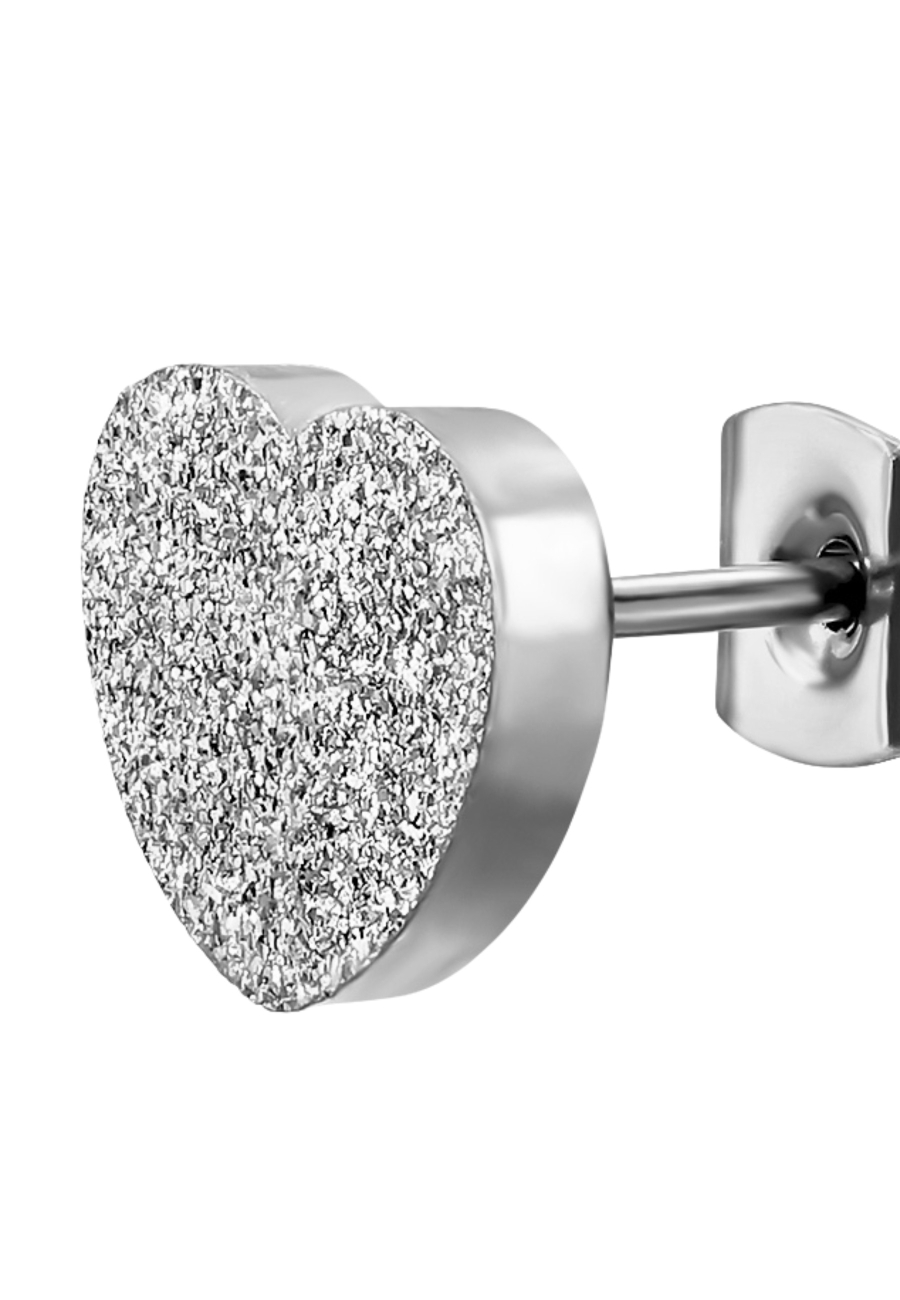 Textured Heart Stainless Steel Ear Studs
