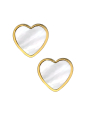 Heart Stainless Steel Ear Studs with Imitation Shell Mother of Pearl
