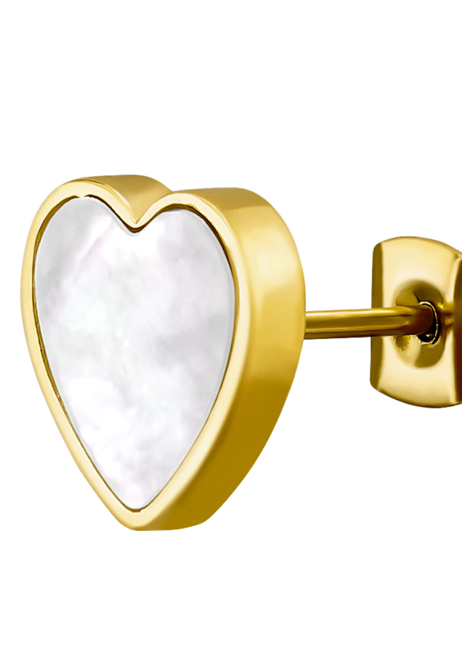 Heart Stainless Steel Ear Studs with Imitation Shell Mother of Pearl