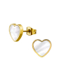 Heart Stainless Steel Ear Studs with Imitation Shell Mother of Pearl