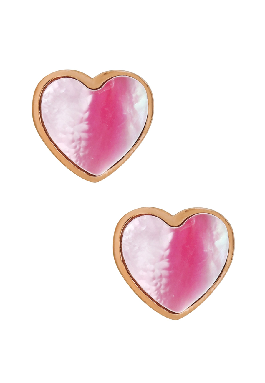 Pendientes de Botón de Corazón de Acero Inoxidable con Piedra de Imitación